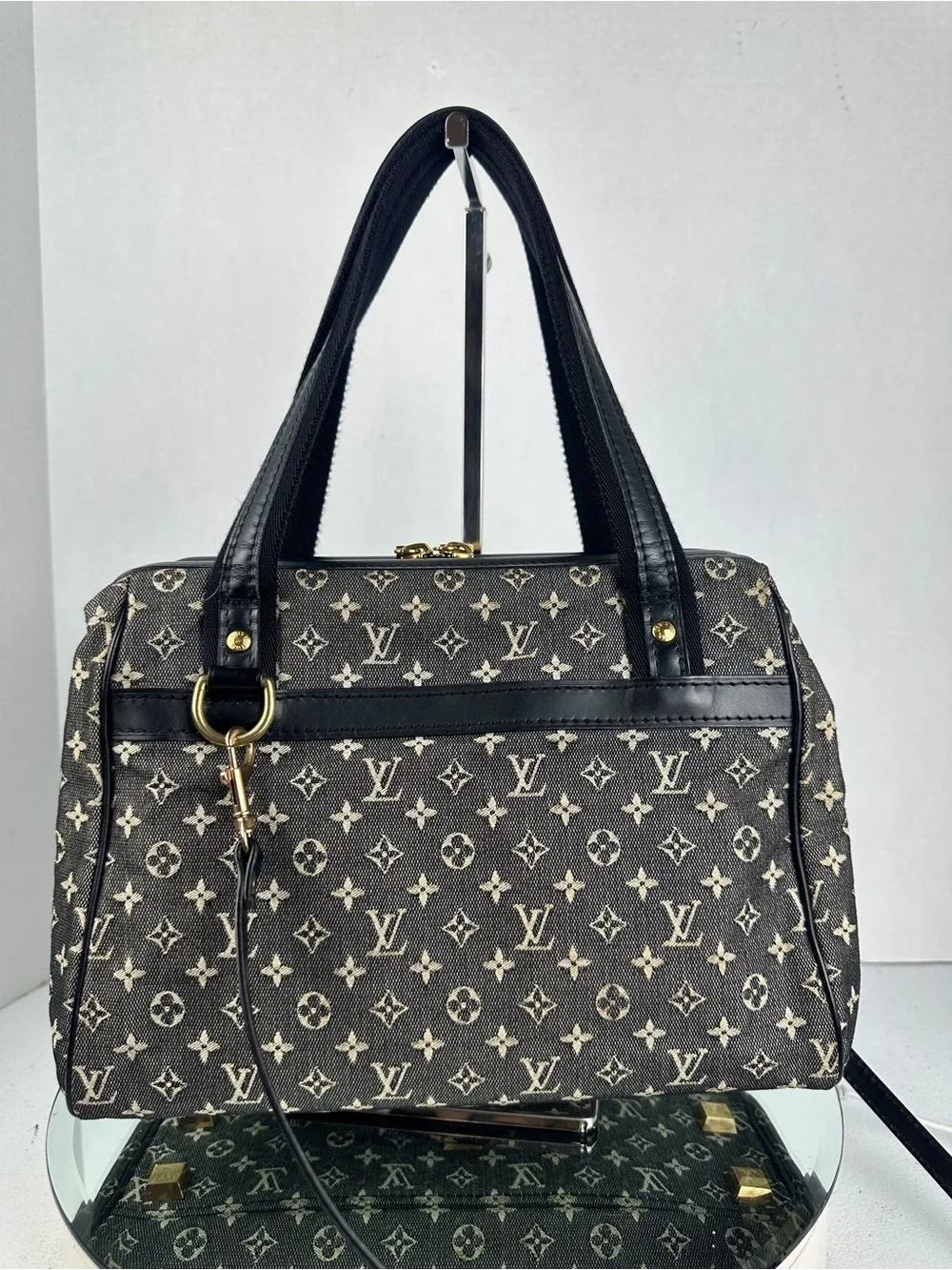 Louis Vuitton Mini Lin Josephine PM Noir Satchel Monogram Canvas Rare